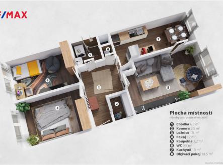 holub-vhorkach-3dmodel.jpg | Prodej bytu, 3+1, 72 m²