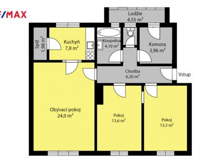 orientační půdorys | Prodej bytu, 3+1, 75 m²