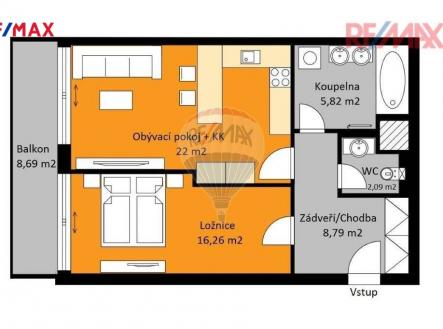 pudorys-remax.jpg | Pronájem bytu, 2+kk, 64 m²