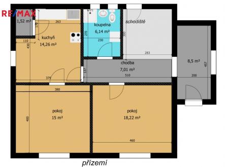 orientační půdorys přízemí | Prodej - dům/vila, 87 m²