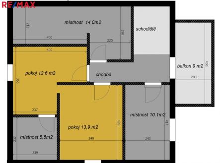 orientační půdorys patro | Prodej - dům/vila, 87 m²