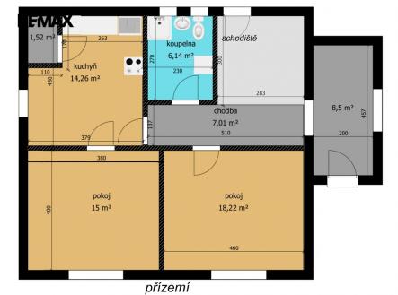 orientační půdorys přízemí | Prodej - dům/vila, 87 m²