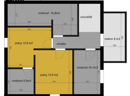 orientační půdorys patro | Prodej - dům/vila, 87 m²