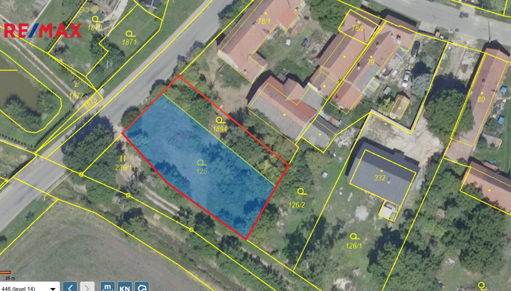 pohled na pozemek, zdroj: www.cuzk.cz, 31.12.2025