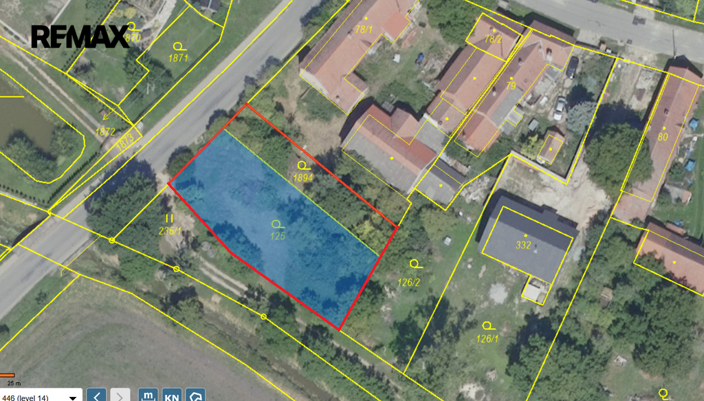 pohled na pozemek, zdroj: www.cuzk.cz, 31.12.2025