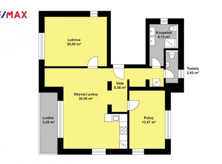 2D půdorys | Pronájem bytu, 3+kk, 106 m²