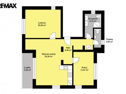 2D půdorys | Pronájem bytu, 3+kk, 106 m²
