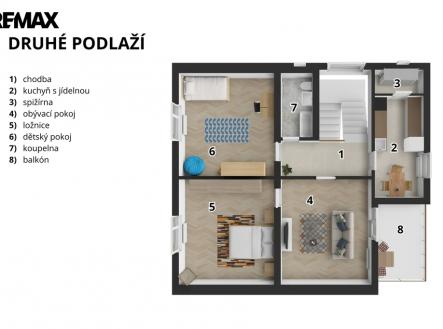 Orientační půdorys 2.podlaží | Prodej - dům/vila, 130 m²