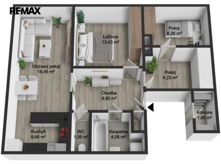 Půdorys | Prodej bytu, 4+kk, 83 m²