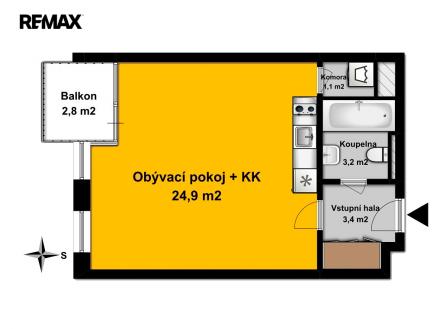 pudorys-bytu.jpg | Prodej bytu, 1+kk, 37 m²