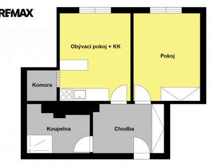 2D půdorysy | Pronájem bytu, 2+kk, 47 m²