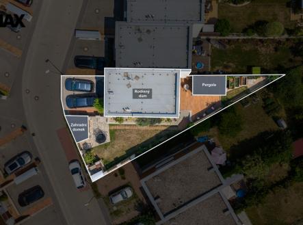 Letecký pohled - dispozice částí nemovitosti | Prodej - dům/vila, 106 m²