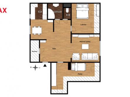 orientační plánek bytu | Pronájem bytu, 3+1, 90 m²