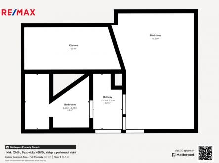 půdorysné schéma bytu | Pronájem bytu, 1+kk, 30 m²