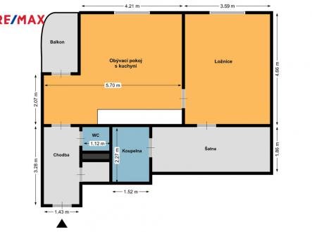 pudorys.jpg | Pronájem bytu, 2+kk, 49 m²