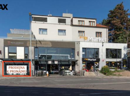 Pohled na budovu od vstupu do metra | Pronájem - obchodní prostor, 84 m²
