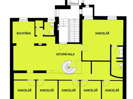 půdorys 5NP | Pronájem - kanceláře, 214 m²