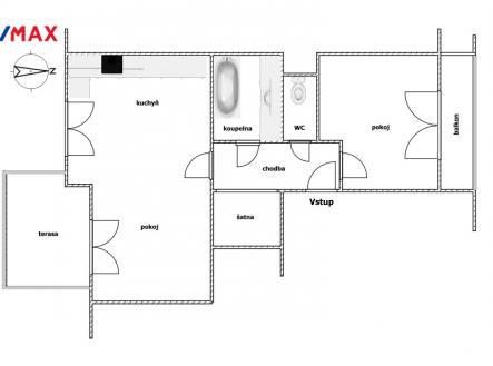 Půdorys | Pronájem bytu, 3+kk, 55 m²