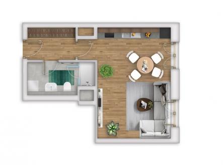 pudorys-4208.jpg | Prodej bytu, 1+kk, 39 m²