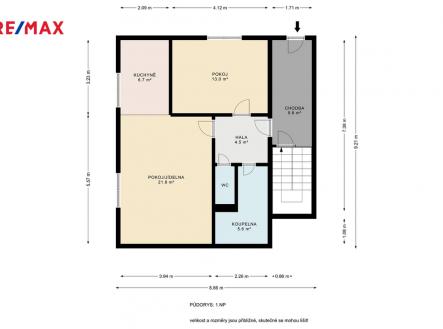 Půdorys | Prodej bytu, 2+kk, 54 m²
