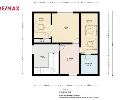 Půdorys 2.NP | Prodej - dům/vila, 125 m²