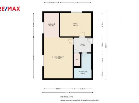 Půdorys | Prodej bytu, 2+kk, 54 m²