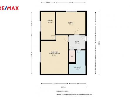 Půdorys | Prodej bytu, 3+kk, 54 m²