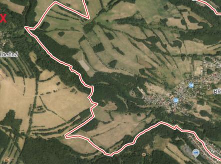 Satelitní mapa | Prodej - pozemek, les, 71 898 m²