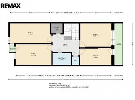 Půdorys 2.NP | Prodej - dům/vila, 177 m²