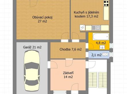 Půdorys 1. NP | Prodej - dům/vila, 292 m²