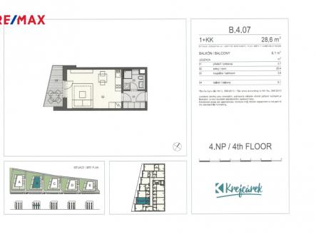 Plánek | Prodej bytu, 1+kk, 34 m²