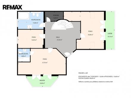 Půdorys 2.NP | Prodej - dům/vila, 328 m²