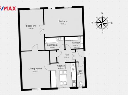 Půdorys 1.NP | Prodej bytu, 3+1, 126 m²