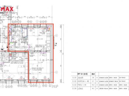 Plánek | Pronájem bytu, 1+1, 40 m²