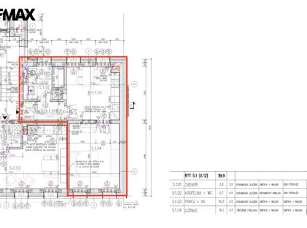 Plánek | Pronájem bytu, 1+1, 40 m²
