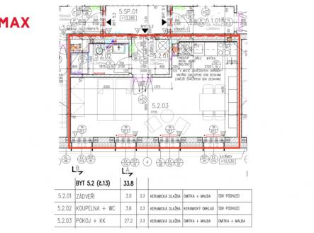 Plánek | Pronájem bytu, 1+kk, 34 m²