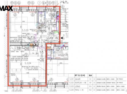 Plánek | Pronájem bytu, 2+kk, 39 m²