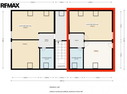 Půdorys | Prodej bytu, 2+kk, 57 m²