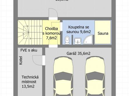 Půdorys suterén | Prodej - dům/vila, 271 m²