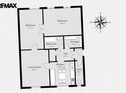 Půdorys 1.NP | Prodej bytu, 3+1, 126 m²