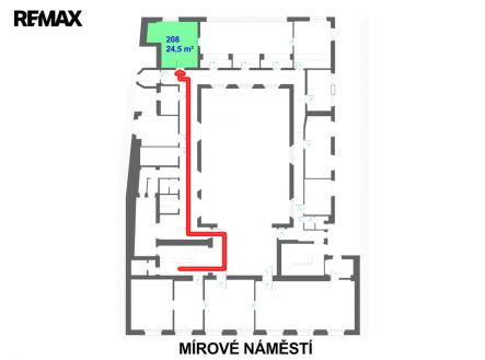 louny-sporitelna-2np-schema-208.jpg | Pronájem - kanceláře, 24 m²