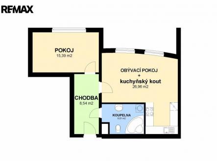 plánek bytu | Pronájem bytu, 2+kk, 61 m²