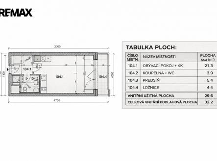 Plánek | Pronájem bytu, 1+kk, 35 m²