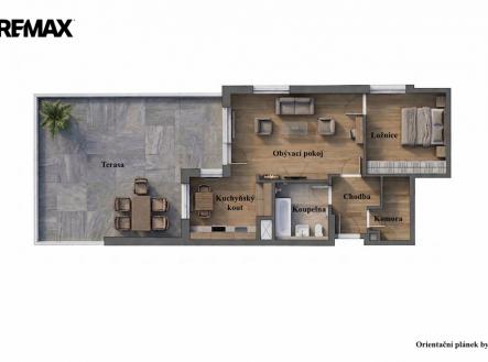 Orientační plánek bytu | Prodej bytu, 2+kk, 61 m²