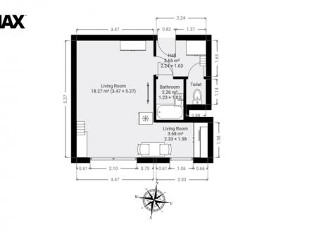 pudorys.png | Pronájem bytu, 1+kk, 30 m²