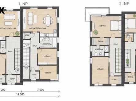 Půdorys dvojdům | Prodej - pozemek pro bydlení, 597 m²