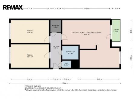 Půdorys | Prodej bytu, 3+1, 75 m²