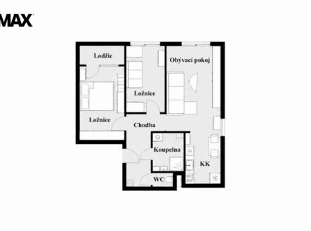 Plánek | Pronájem bytu, 3+kk, 62 m²