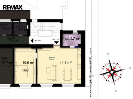 louny-schema-byty-2kk.jpg | Pronájem bytu, 2+kk, 66 m²