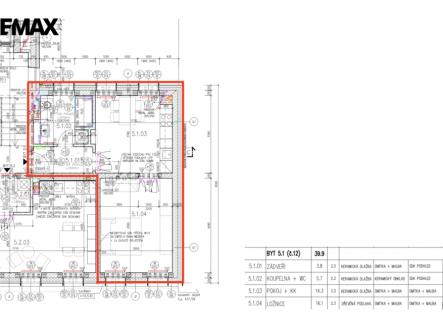 Plánek | Pronájem bytu, 2+kk, 40 m²